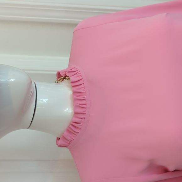 Pink Silky Ruffle Neck Blouse Xs - Picture 13 of 14